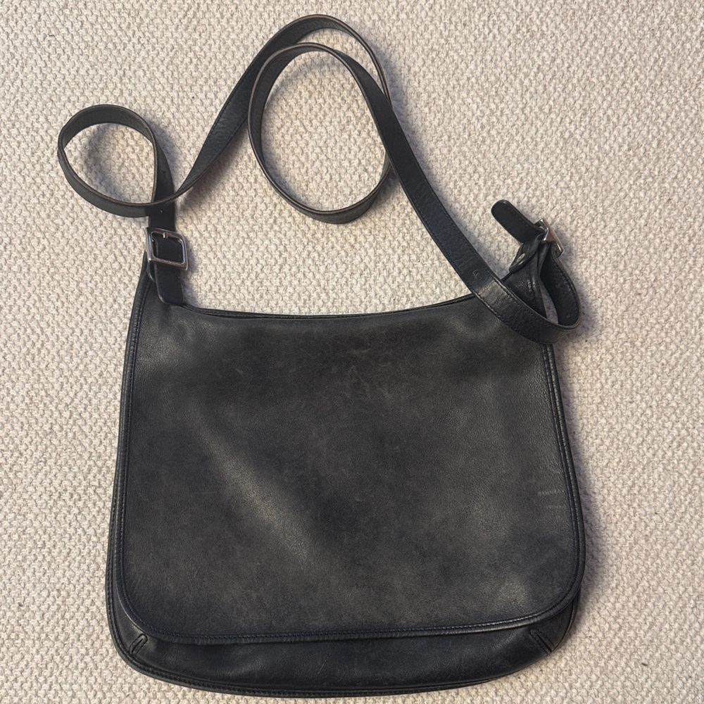 Elegant Black Leather Coach Bag